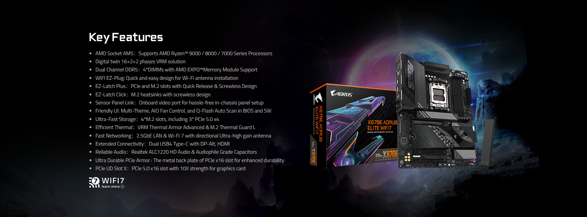 Mainboard GIGABYTE X870E AORUS ELITE WIFI7 DDR5