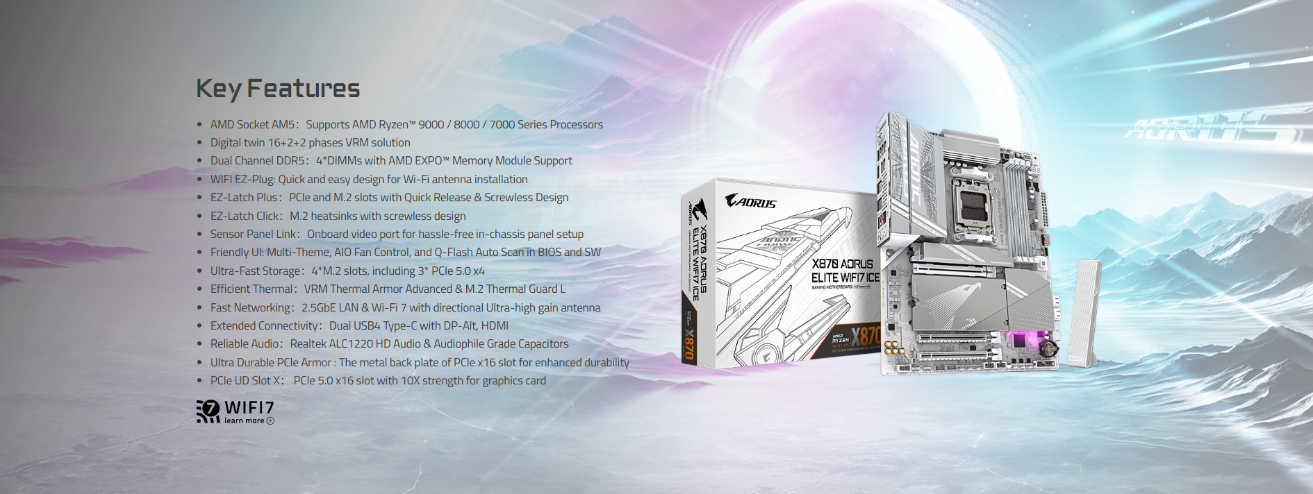 Mainboard GIGABYTE X870 AORUS ELITE WIFI7 ICE