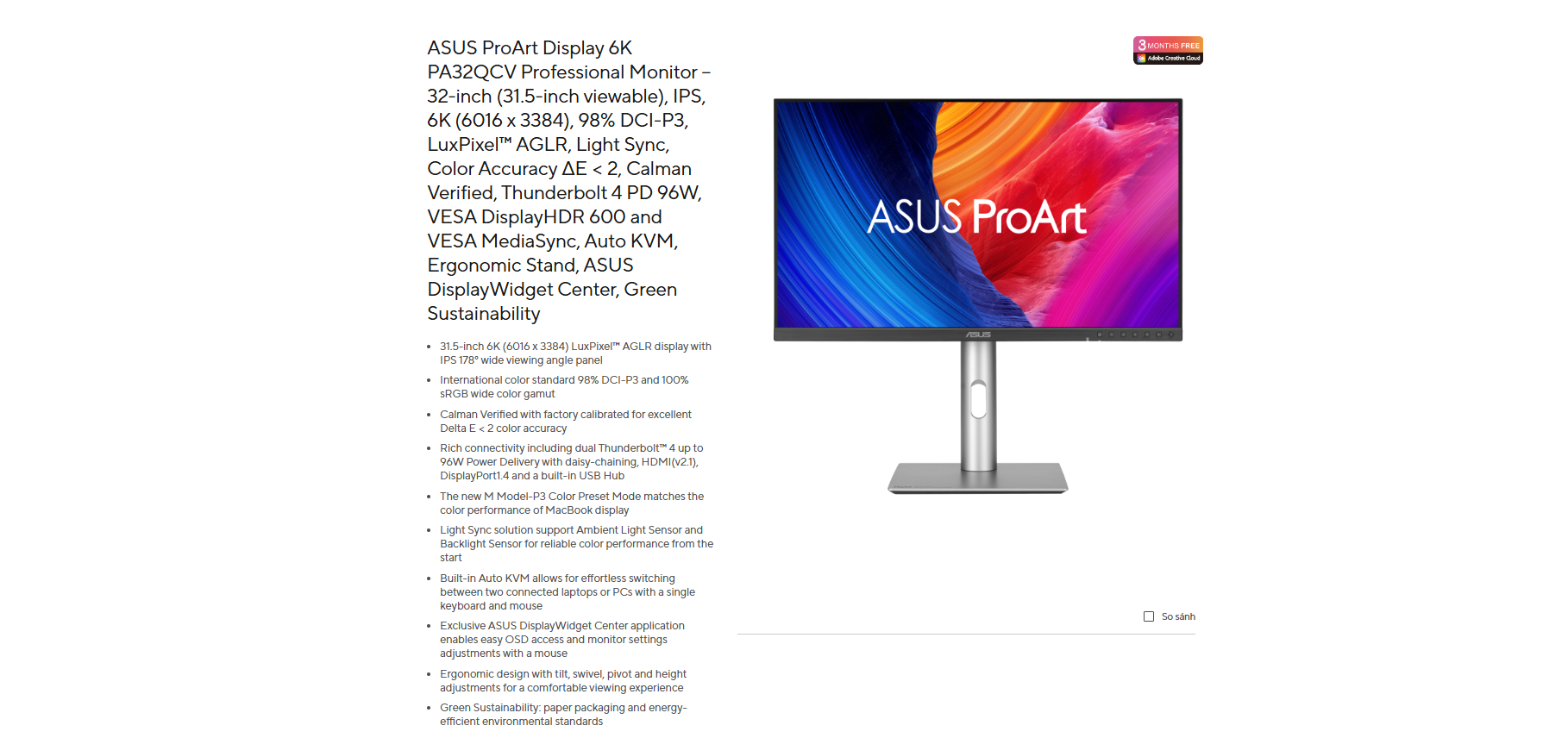 Màn hình ASUS ProArt PA32QCV