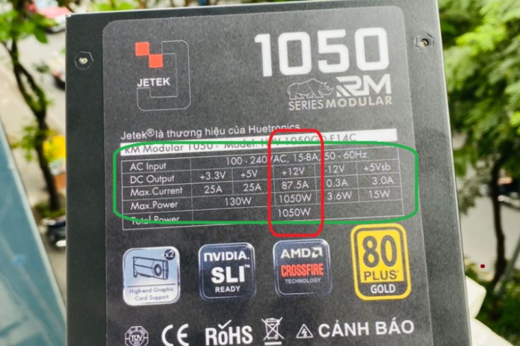 Chọn PSU có công suất cao hơn ít nhất 20-30% so với tổng công suất tiêu thụ